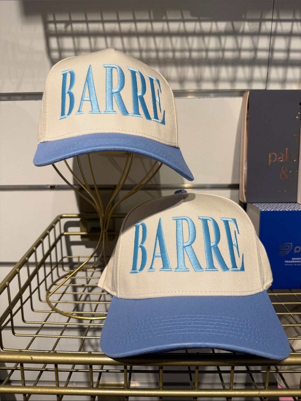 Pure Barre Cream and Light Blue 'BARRE' Baseball Cap